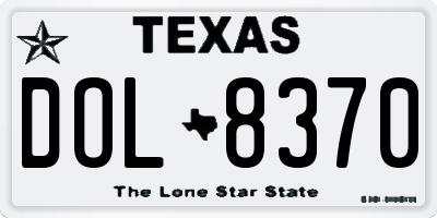 TX license plate DOL8370