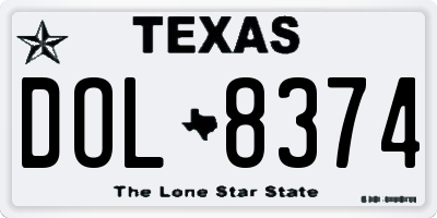TX license plate DOL8374