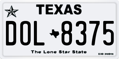 TX license plate DOL8375