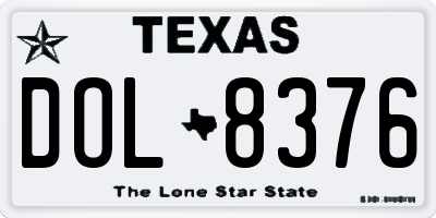 TX license plate DOL8376