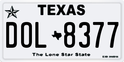 TX license plate DOL8377