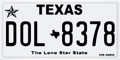 TX license plate DOL8378