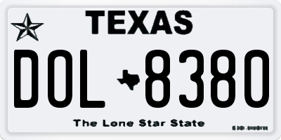 TX license plate DOL8380