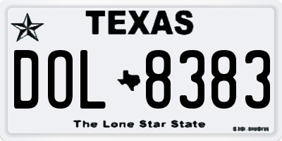 TX license plate DOL8383