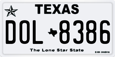 TX license plate DOL8386