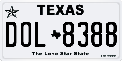 TX license plate DOL8388