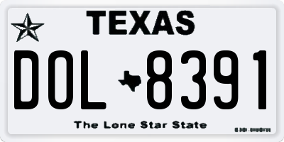 TX license plate DOL8391