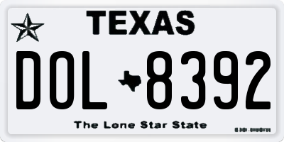 TX license plate DOL8392