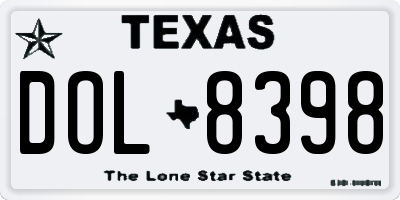 TX license plate DOL8398