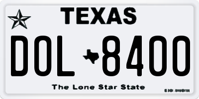 TX license plate DOL8400