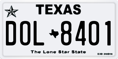 TX license plate DOL8401