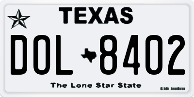 TX license plate DOL8402