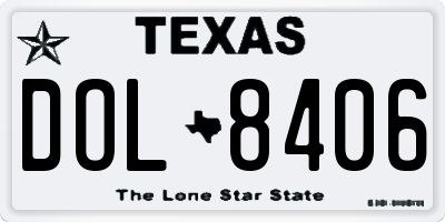 TX license plate DOL8406