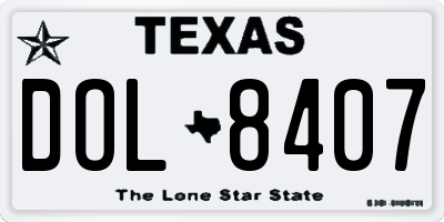 TX license plate DOL8407