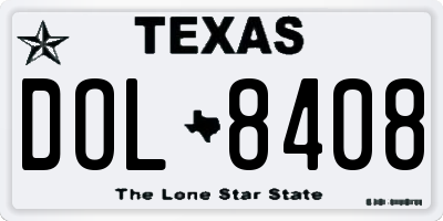 TX license plate DOL8408