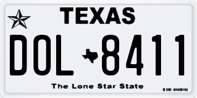TX license plate DOL8411