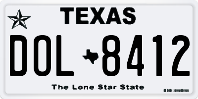TX license plate DOL8412
