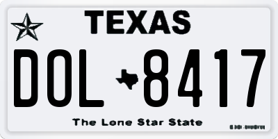 TX license plate DOL8417