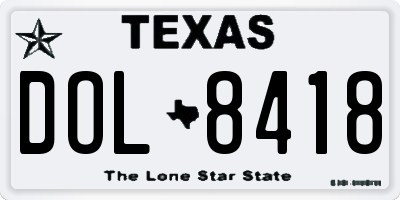 TX license plate DOL8418