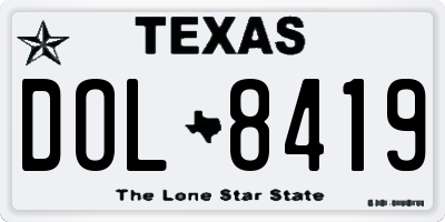 TX license plate DOL8419
