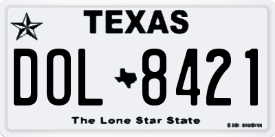 TX license plate DOL8421