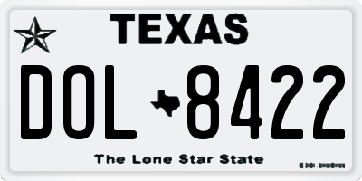 TX license plate DOL8422
