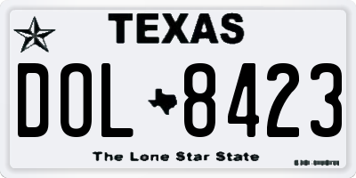 TX license plate DOL8423