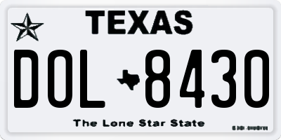 TX license plate DOL8430