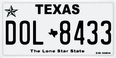 TX license plate DOL8433