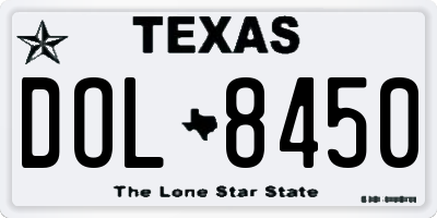TX license plate DOL8450