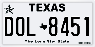 TX license plate DOL8451