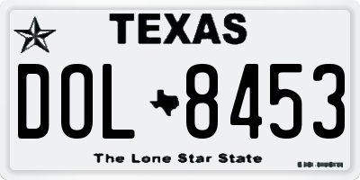 TX license plate DOL8453