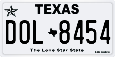 TX license plate DOL8454