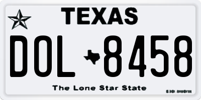 TX license plate DOL8458