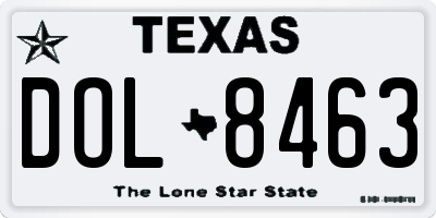 TX license plate DOL8463