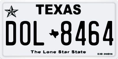 TX license plate DOL8464