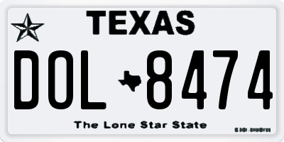 TX license plate DOL8474
