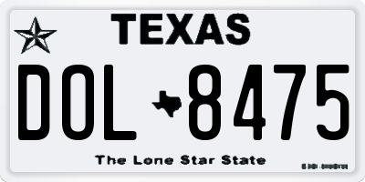 TX license plate DOL8475