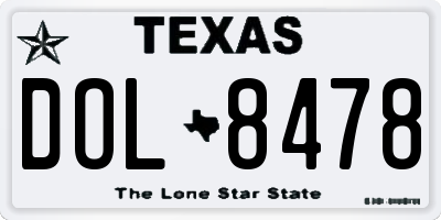 TX license plate DOL8478