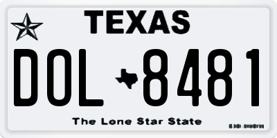 TX license plate DOL8481