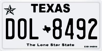 TX license plate DOL8492