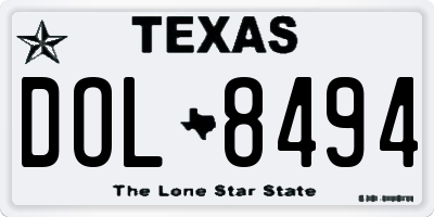 TX license plate DOL8494