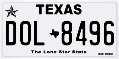 TX license plate DOL8496