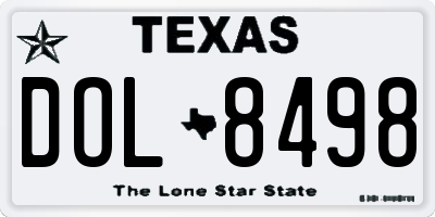 TX license plate DOL8498