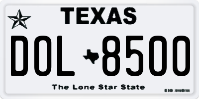 TX license plate DOL8500