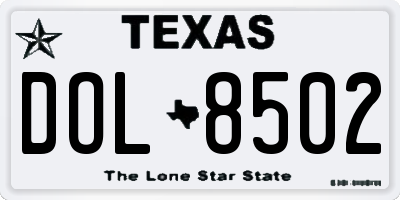 TX license plate DOL8502