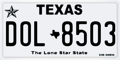 TX license plate DOL8503
