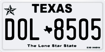 TX license plate DOL8505