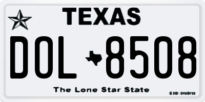 TX license plate DOL8508