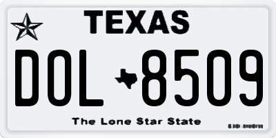 TX license plate DOL8509